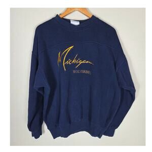 Crable Sportswear Michigan Wolverines Vintage Navy Sweatshirt Size Large